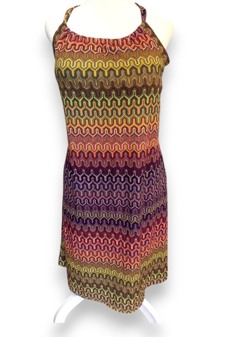 Boho Prana Halter Dress in vivid sunset - Built in bra!